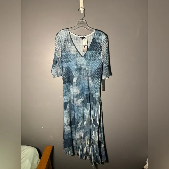 Komarov Lace Sleeve Charmeuse & Chiffon Cocktail Dress Womens Size XL - Picture 3 of 7